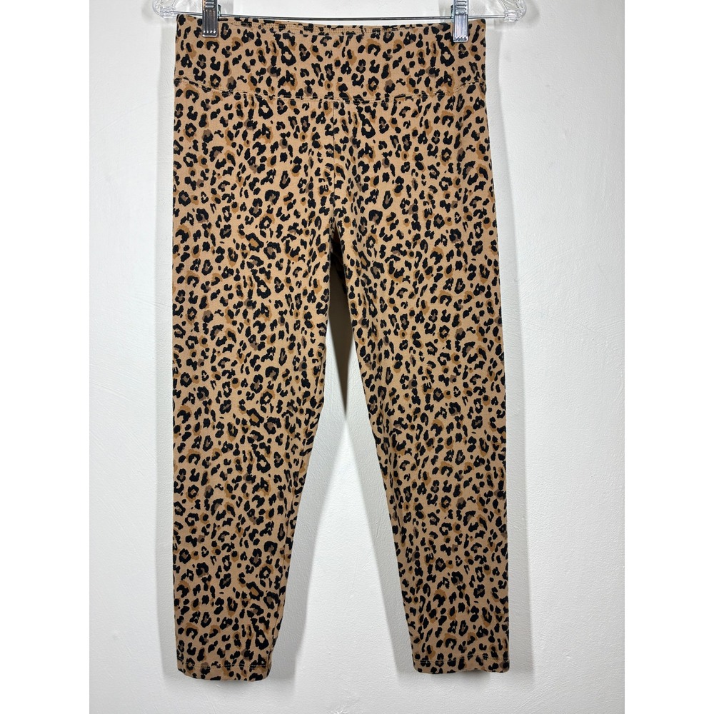 J. Crew Womens Leopard Print High Rise Cropped Leggings Medium Tan Brown Black